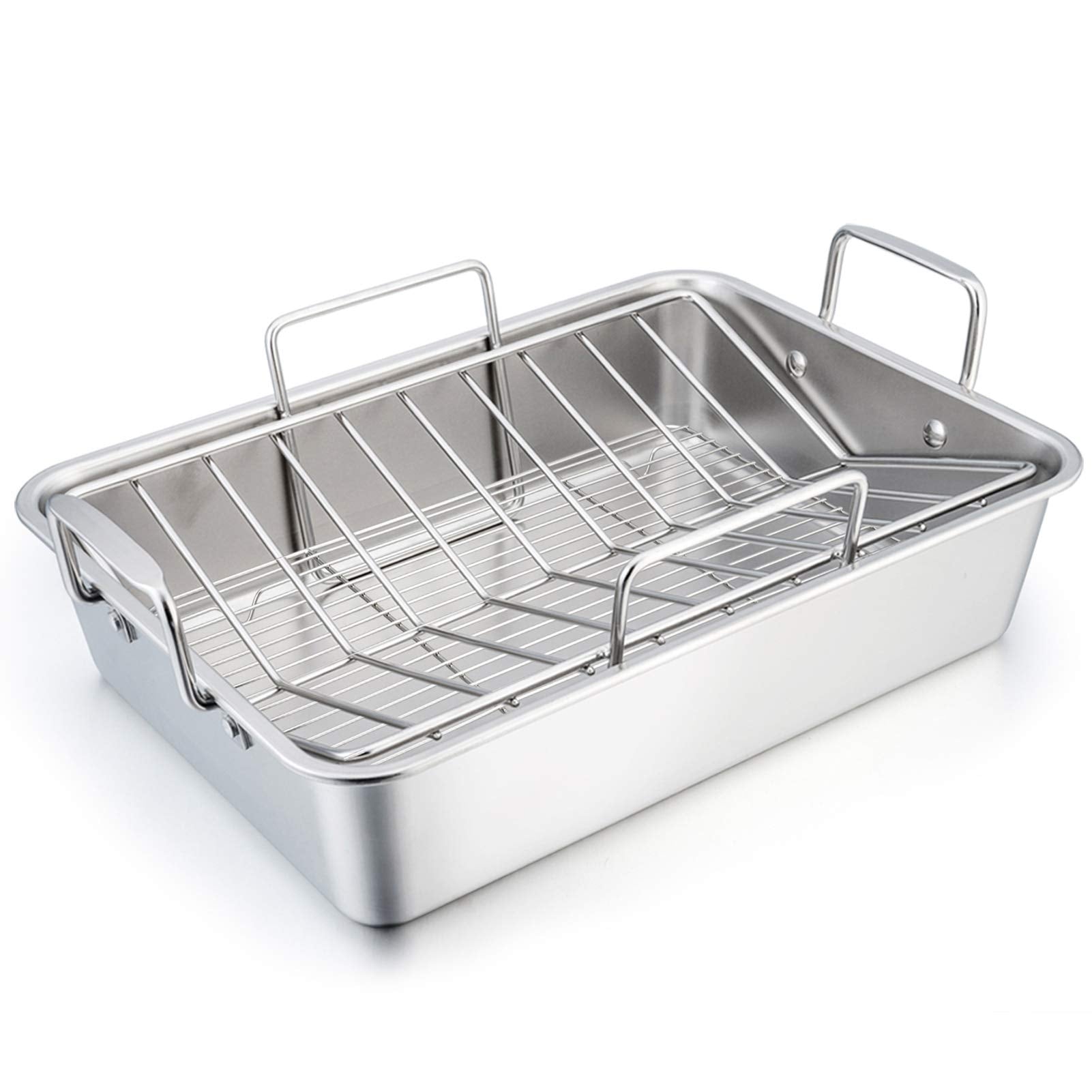TeamFar bandeja de asado en acero inoxidable para hornear pavo de forma uniforme.