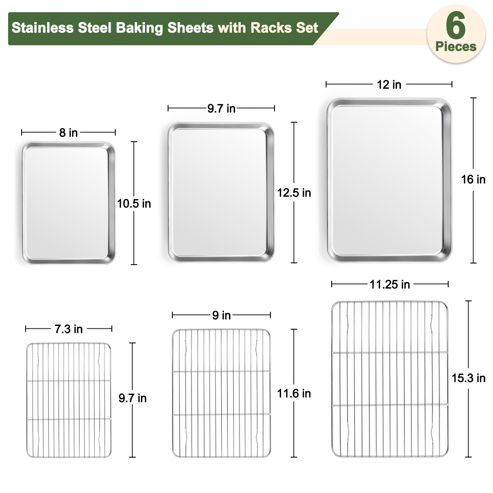 TeamFar bandeja 12-5x9-7 en acero inoxidable, perfecta para pan y porciones