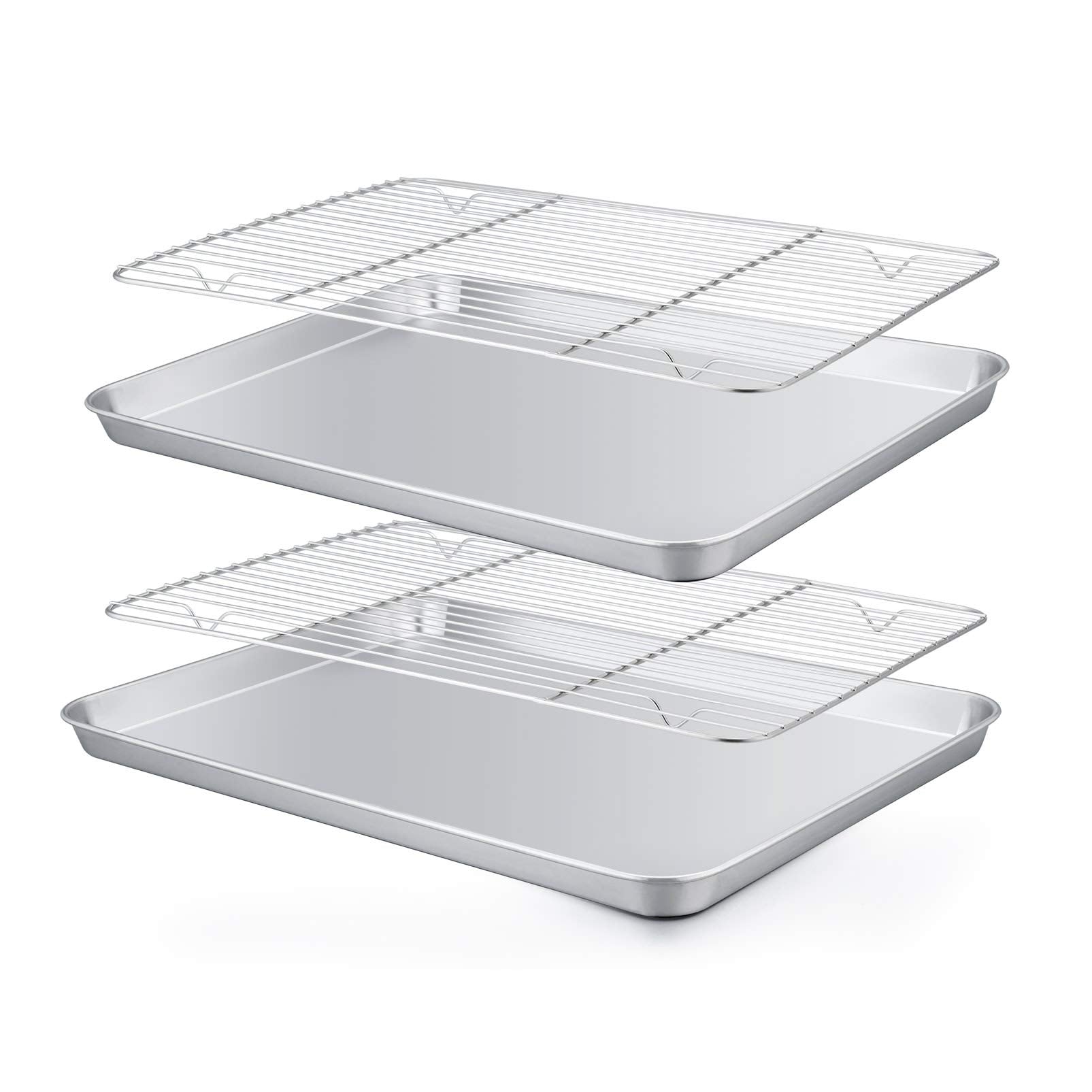 TeamFar bandeja horno 12,5 x 9,5 con rack, facilita hornear y desmoldar.