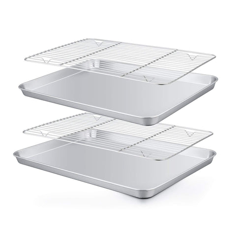 TeamFar bandeja horno 12,5 x 9,5 con rack, facilita hornear y desmoldar.