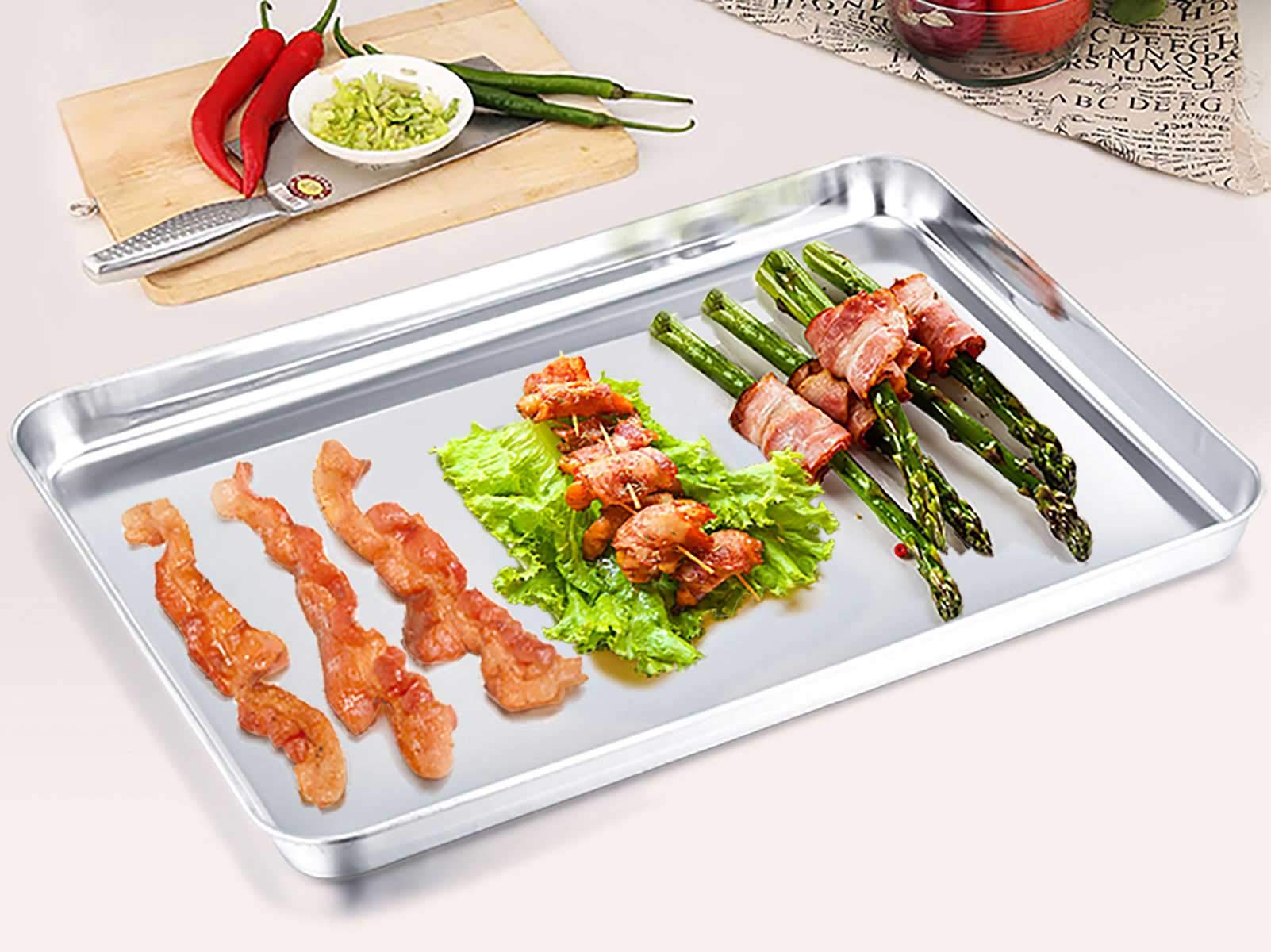 TeamFar bandeja para hornear bordes suaves para seguridad