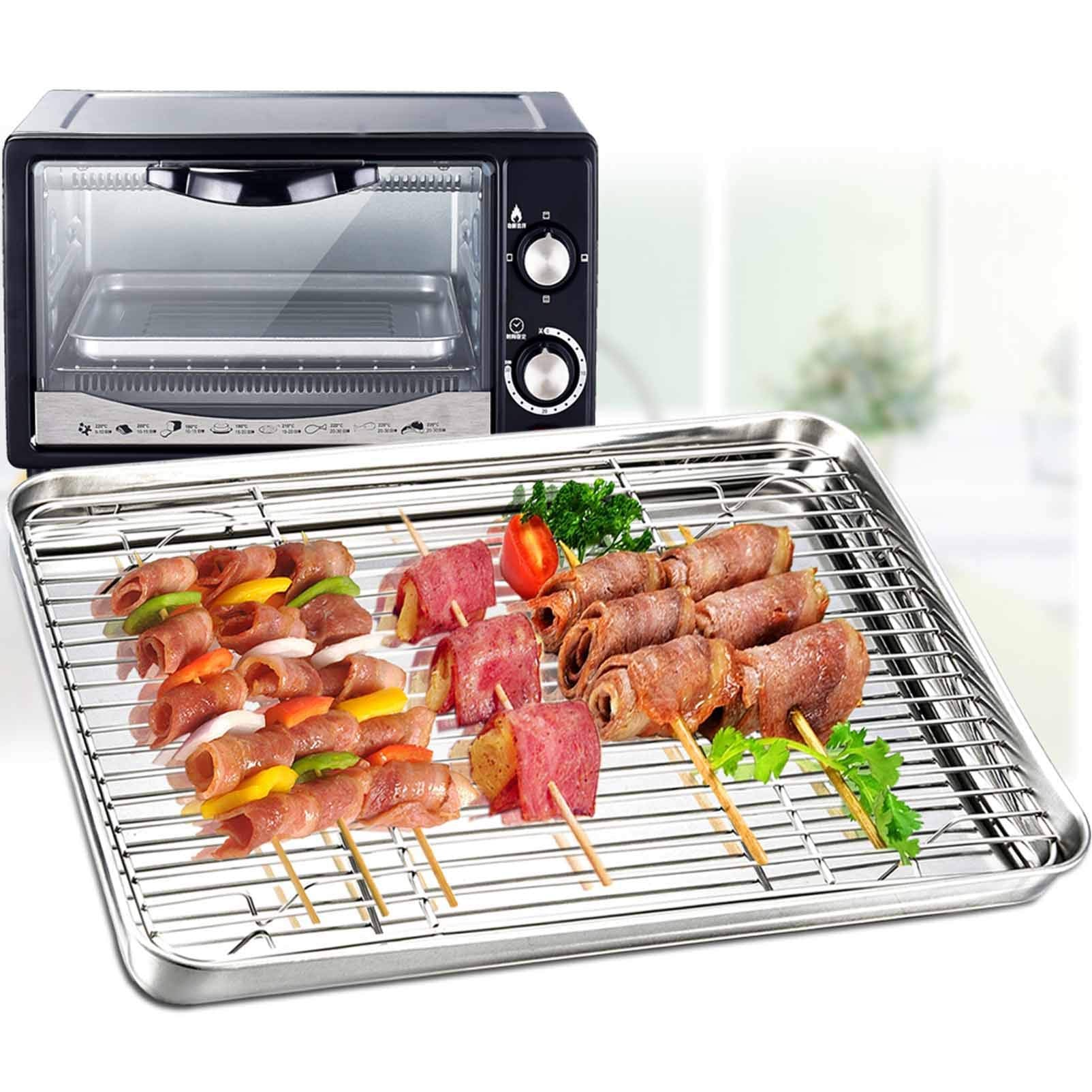 TeamFar bandeja horno acero inoxidable, duradera para uso diario.