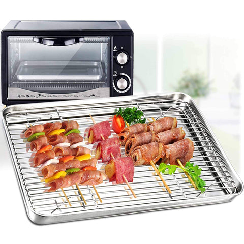 TeamFar bandeja horno acero inoxidable, duradera para uso diario.