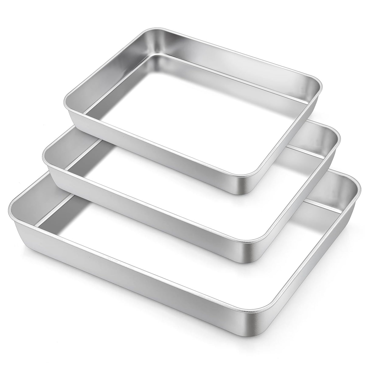TeamFar bandeja rectangular grande para hornear con acabado cepillado facilita el desmolde.