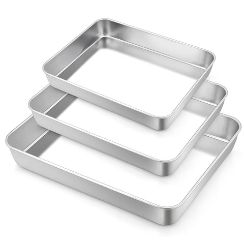 TeamFar bandeja rectangular grande para hornear con acabado cepillado facilita el desmolde.