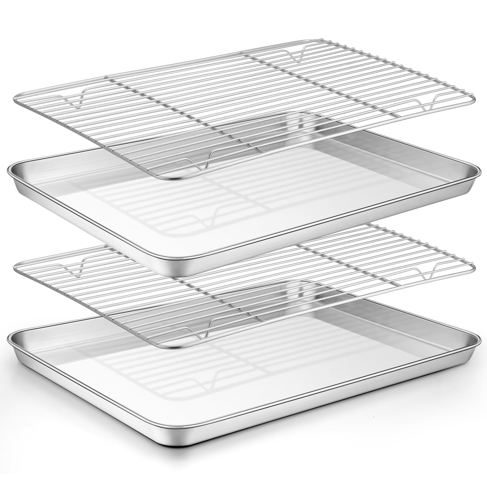 TeamFar bandejas de horno con rejillas para hornear dos veces de forma uniforme.