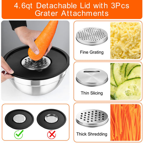 TeamFar bol de 1,5 qt con tapa para batir ingredientes con estabilidad.