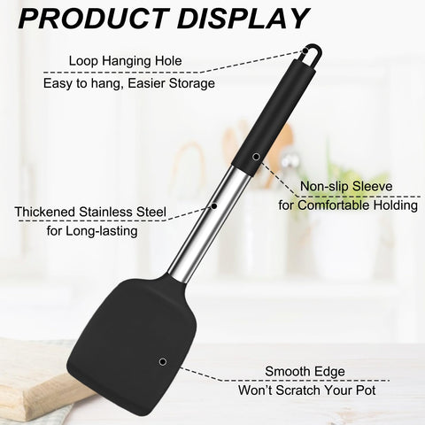 TeamFar cucharón sólido silicona mango inox para mezclar sin pegar