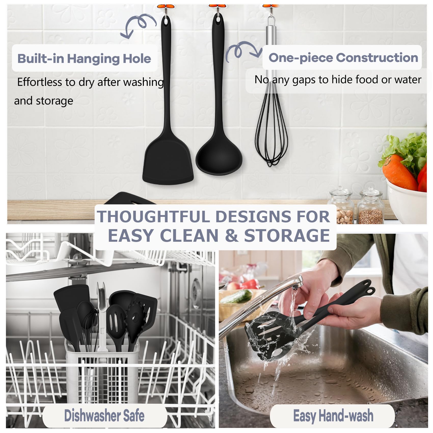TeamFar espátula grande silicona, diseño ergonómico para mezclar sin esfuerzo.