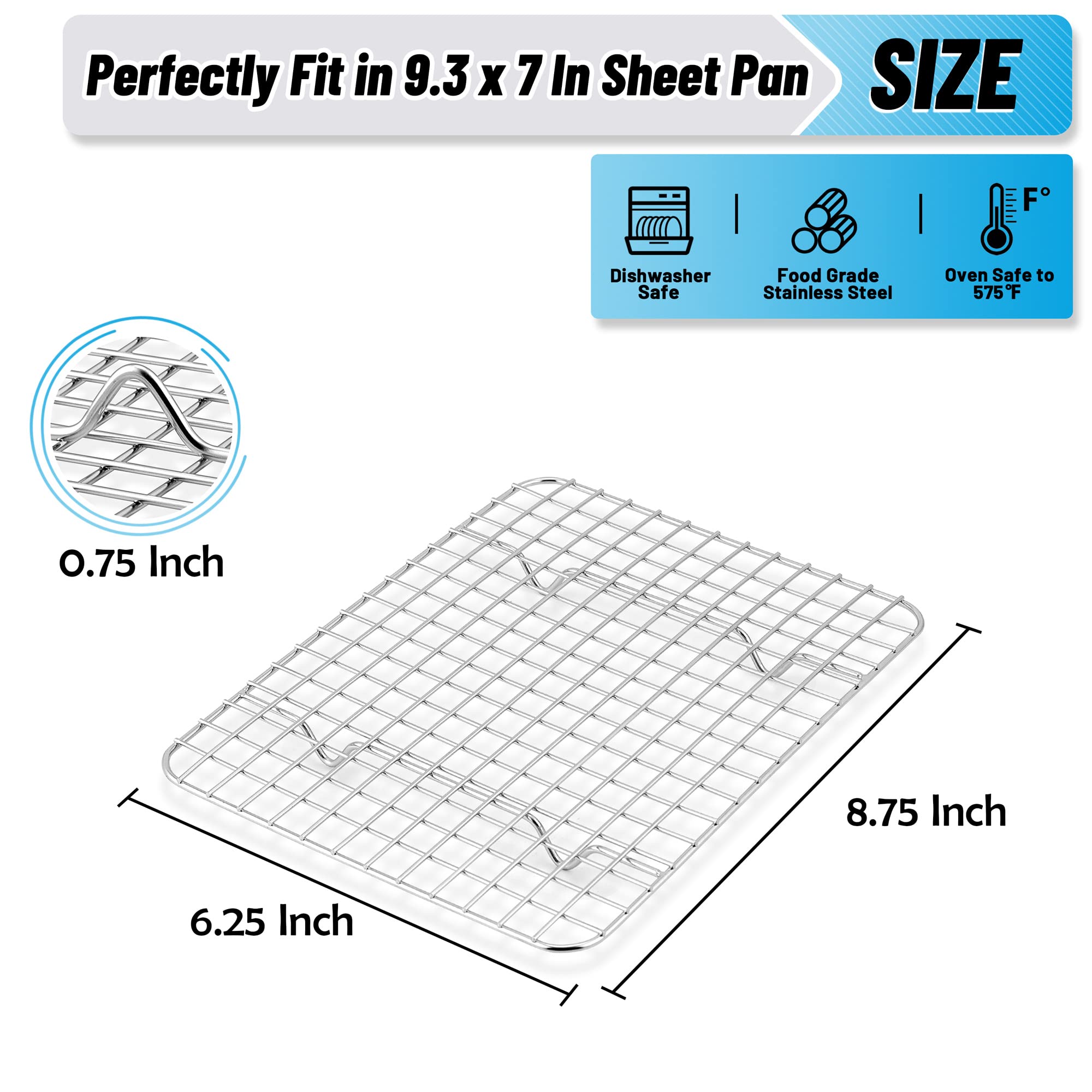 TeamFar rejilla para horno tostador 8-75x6-25, estable y segura.