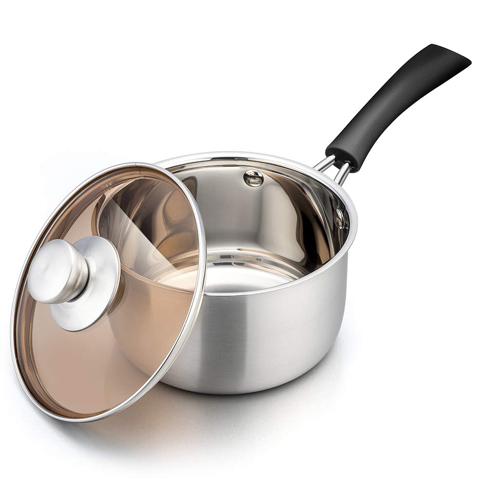 Sartén TeamFar 2 qt con tapa de vidrio para cocinar salsas con control de calor