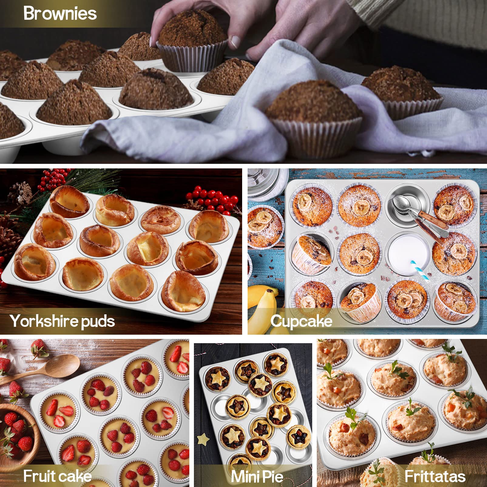 TeamFar uso multifuncional para muffins, tartas pequeñas y quiches