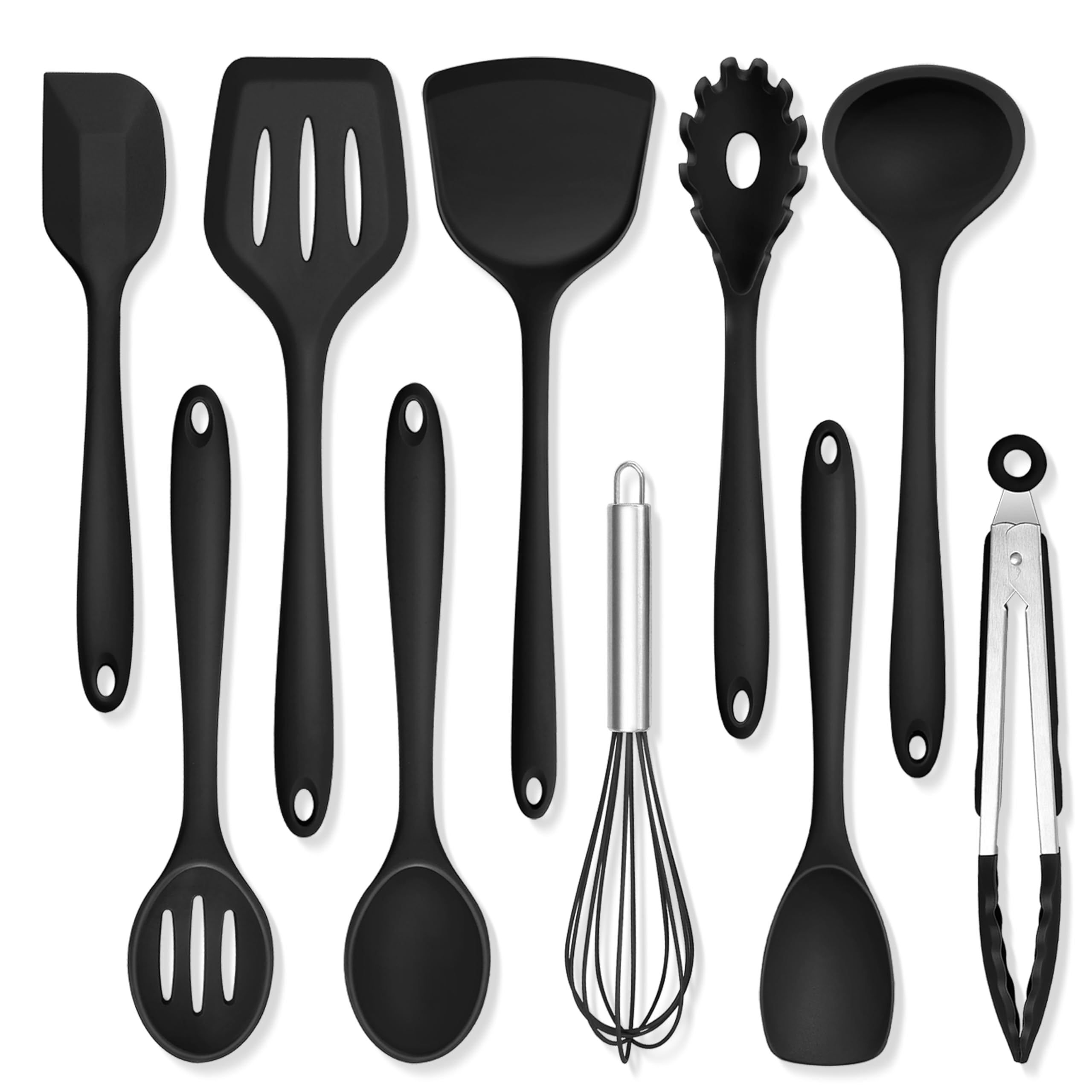 TeamFar utensilios silicona de cocina, juego de 10 piezas, seguro para sartenes antiadherentes.