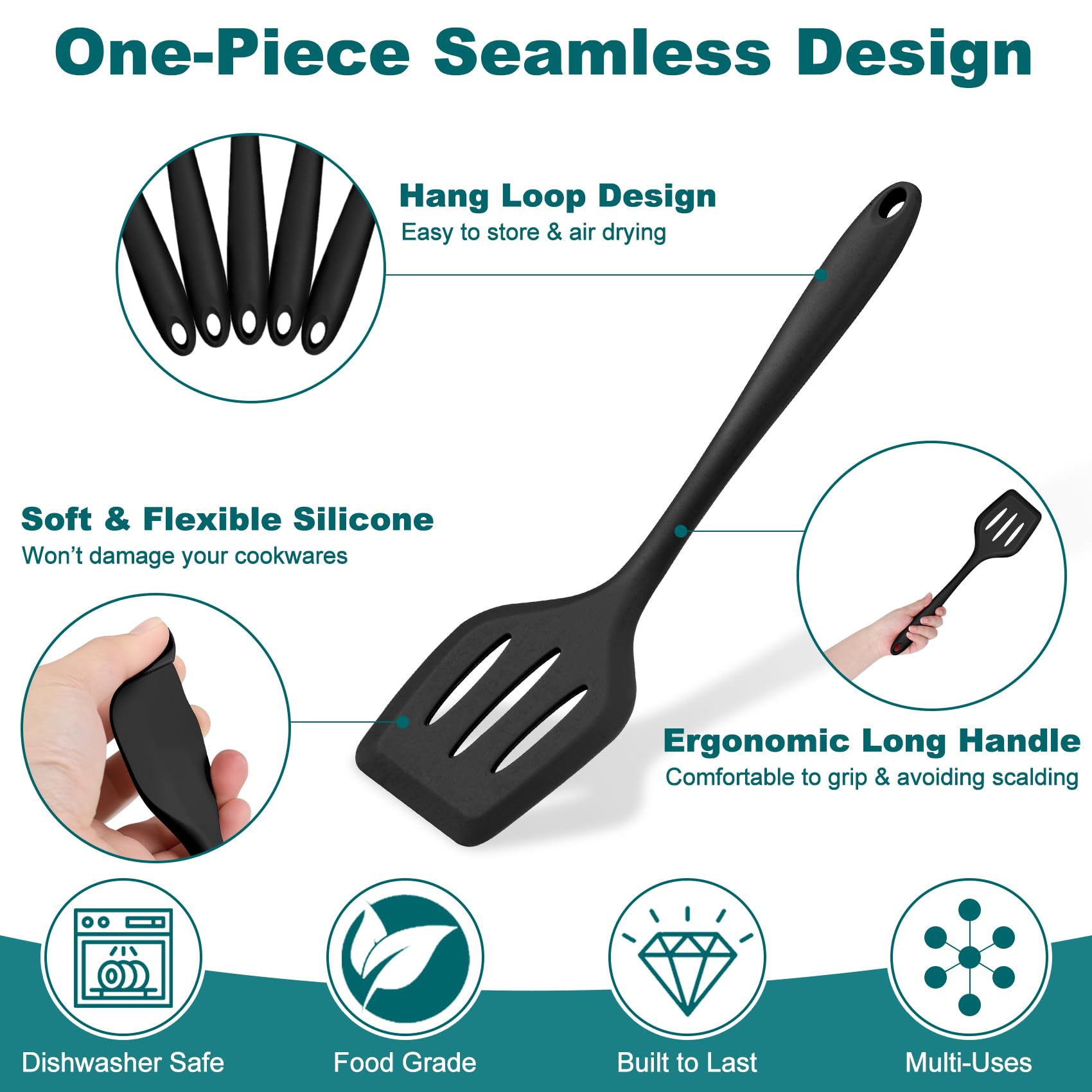 TeamFar cucharon de silicona, gran capacidad para servir sopas sin rayar.