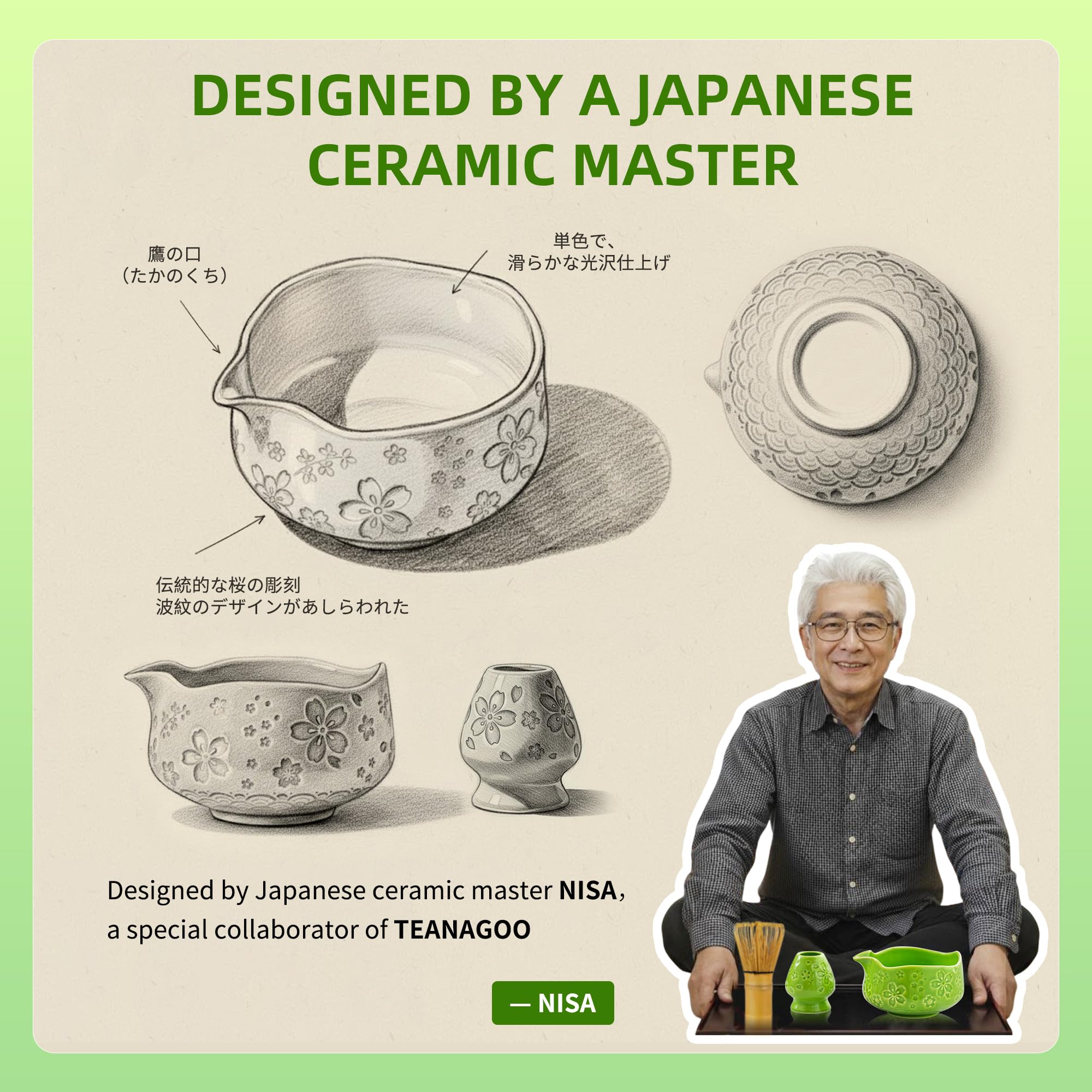 Teanagoo batidor de bambú para preparar matcha suave y cremoso.