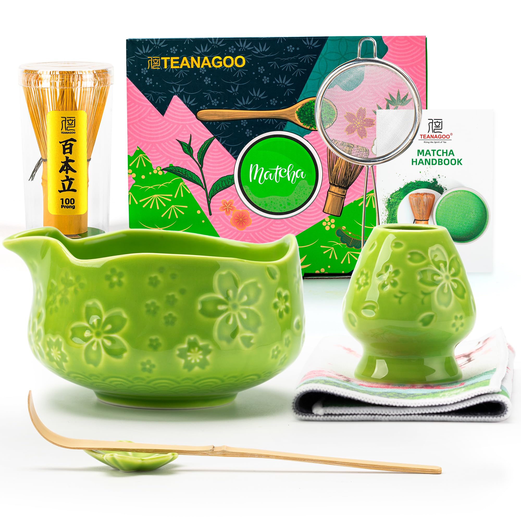 Teanagoo chawan cerámico verde de 510 ml para ceremonias de matcha y bebidas.