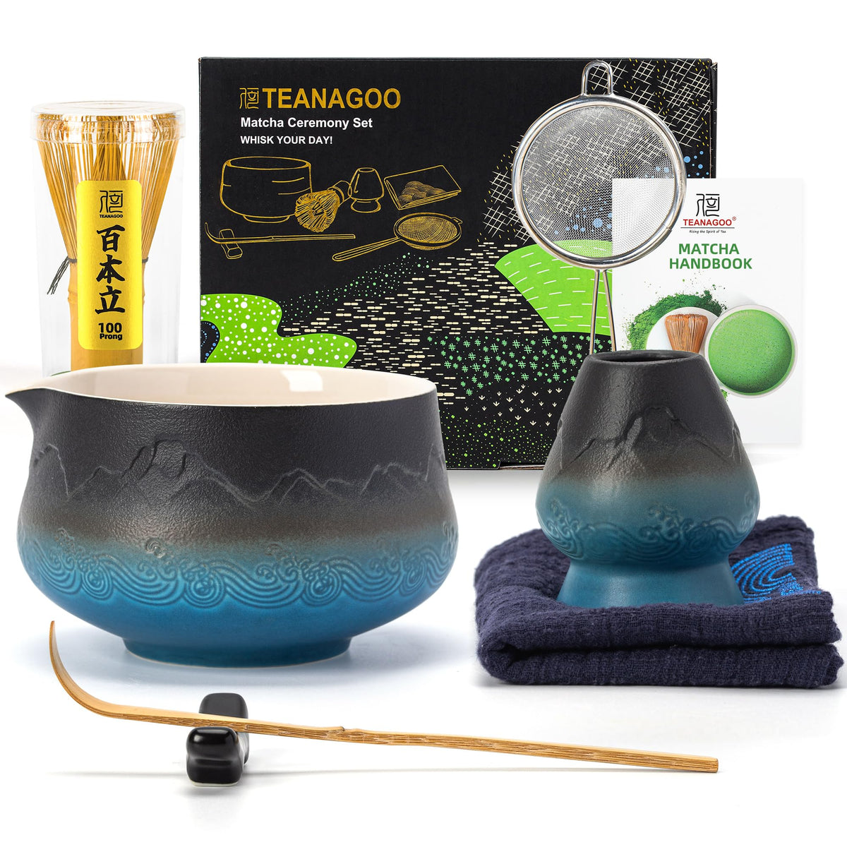 TEANAGOO conjunto de 7 piezas para matcha, ideal para ceremonia y desayuno.