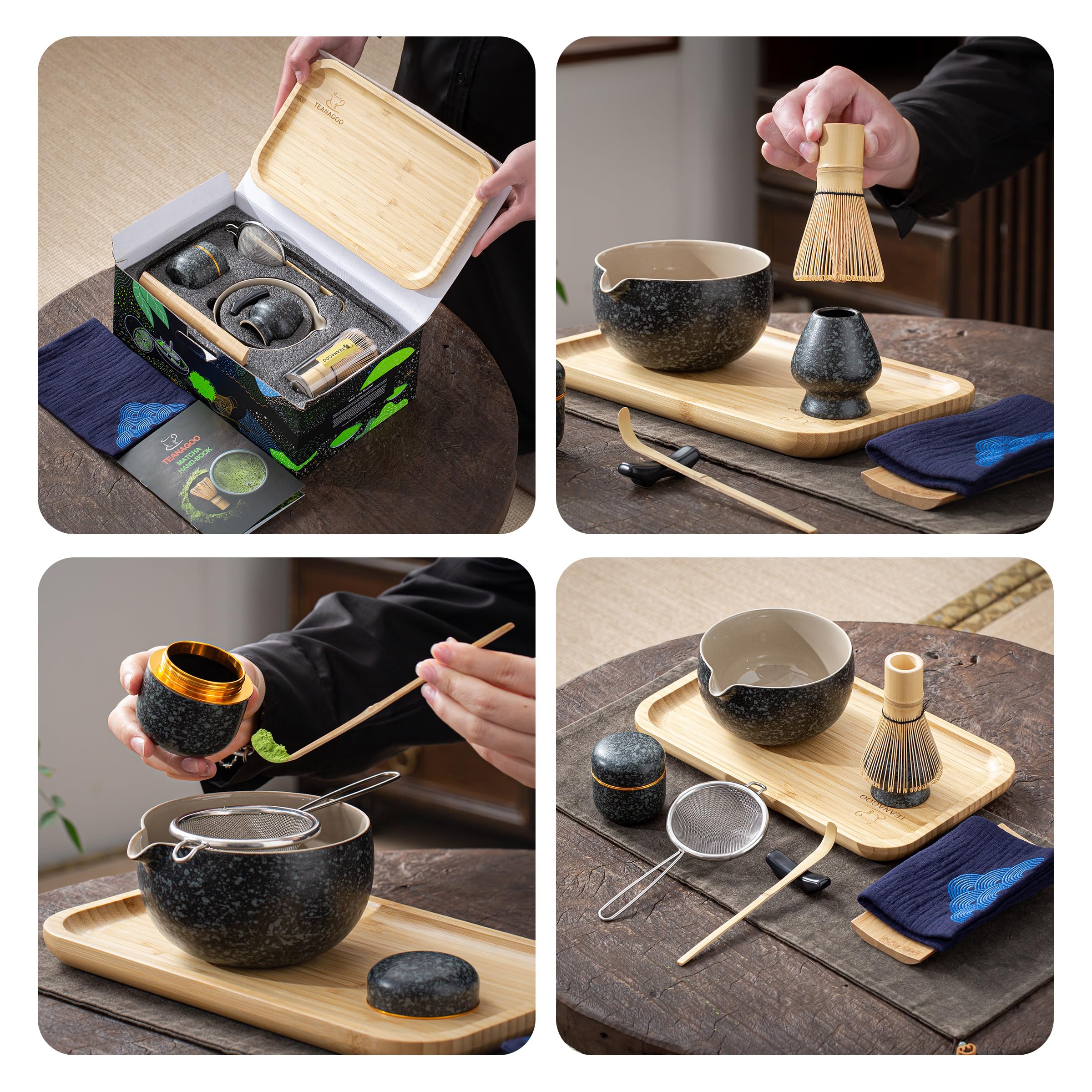 TEANAGOO bandeja de bambú para servir y preparar matcha