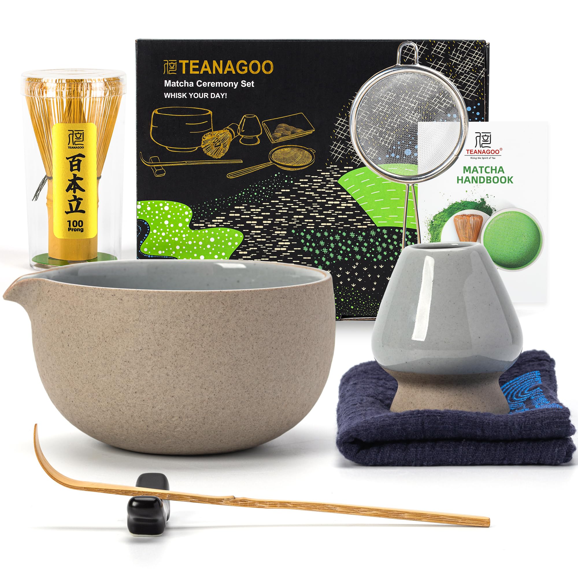 Conjunto TEANAGOO: tazón cerámico de 510 ml para preparar matcha en casa