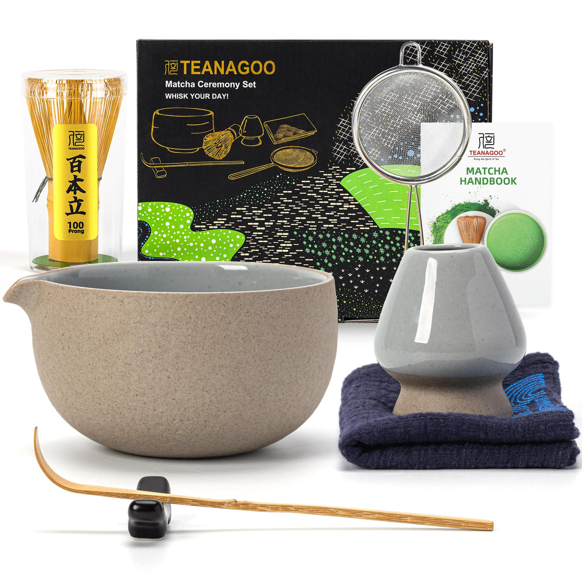 Conjunto TEANAGOO: tazón cerámico de 510 ml para preparar matcha en casa