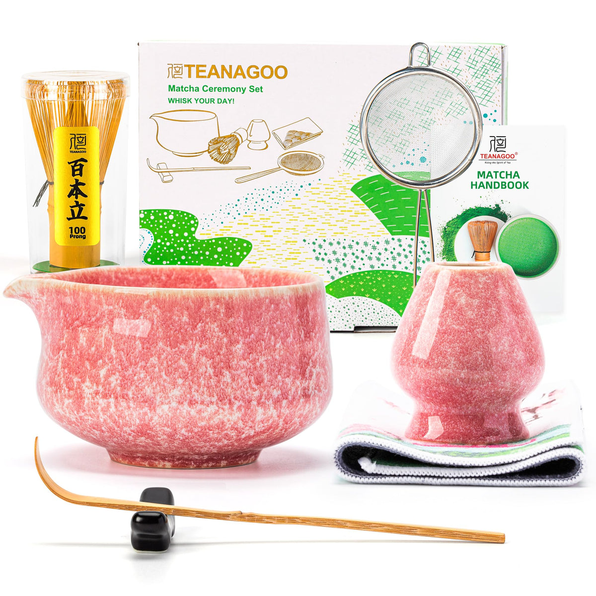 TEANAGOO tazón cerámico rosa para matcha, ideal para latte en casa