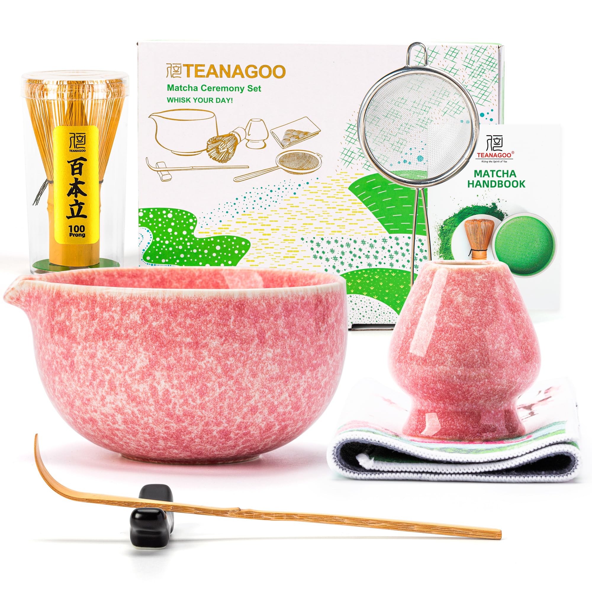 TEANAGOO tazon ceramico rosa para preparacion suave y ceremonial.