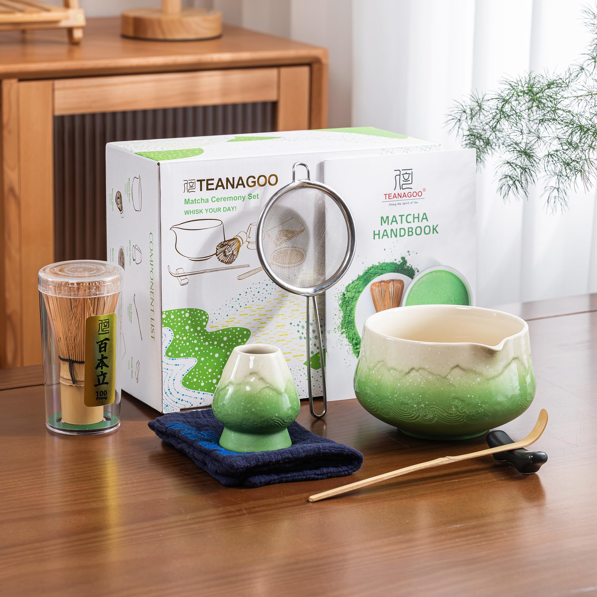 TEANAGOO tamiz polvo matcha, textura fina para bebidas.