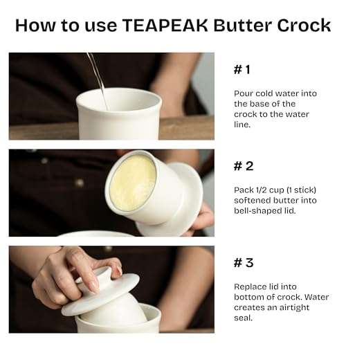 Teapeak mantequera con tapa campana facilita servir sin retirar por completo.
