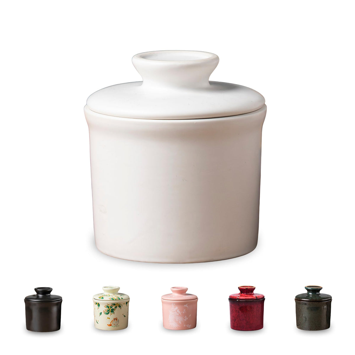 Teapeak mantequera de porcelana con tapa para mantener la mantequilla fresca y lista para untar.