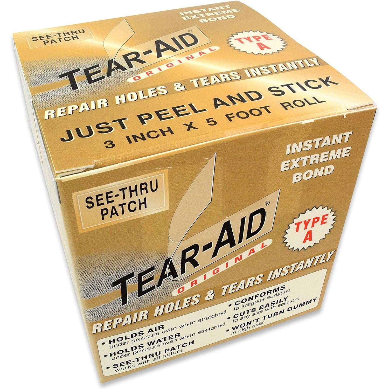 Parche transparente Tear-Aid se adapta a superficies irregulares.