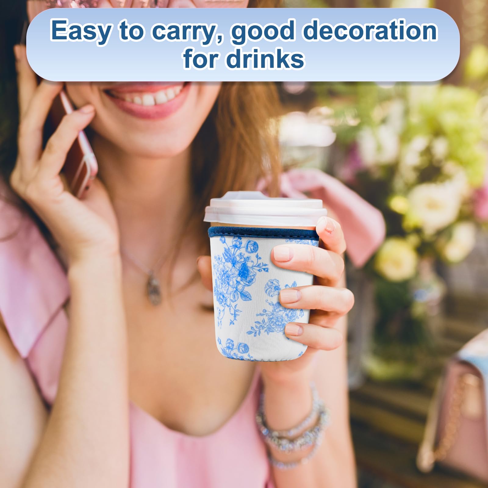 TEASIK diseño azul flor aporta estilo práctico para bebidas frías.