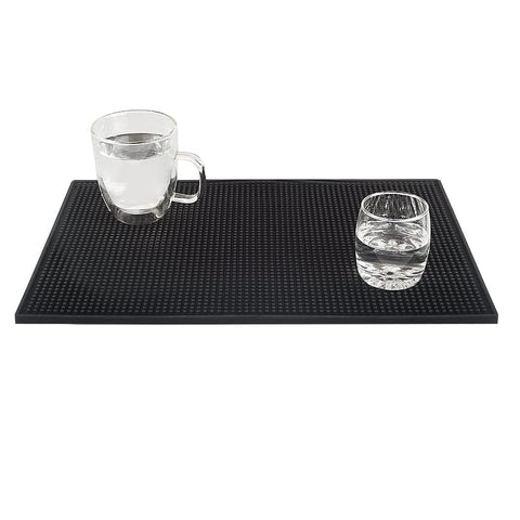 Tebery alfombrilla barra resistente al calor negra 18x12: soporta bebidas calientes.