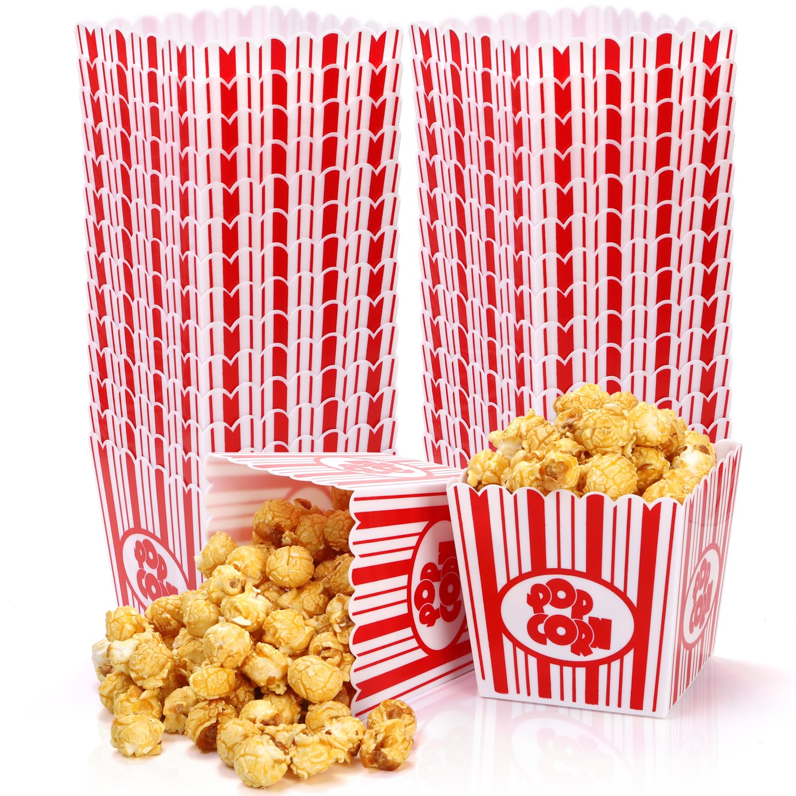 Cajas Tebery para palomitas de plástico con apertura, ideales para fiestas y eventos.