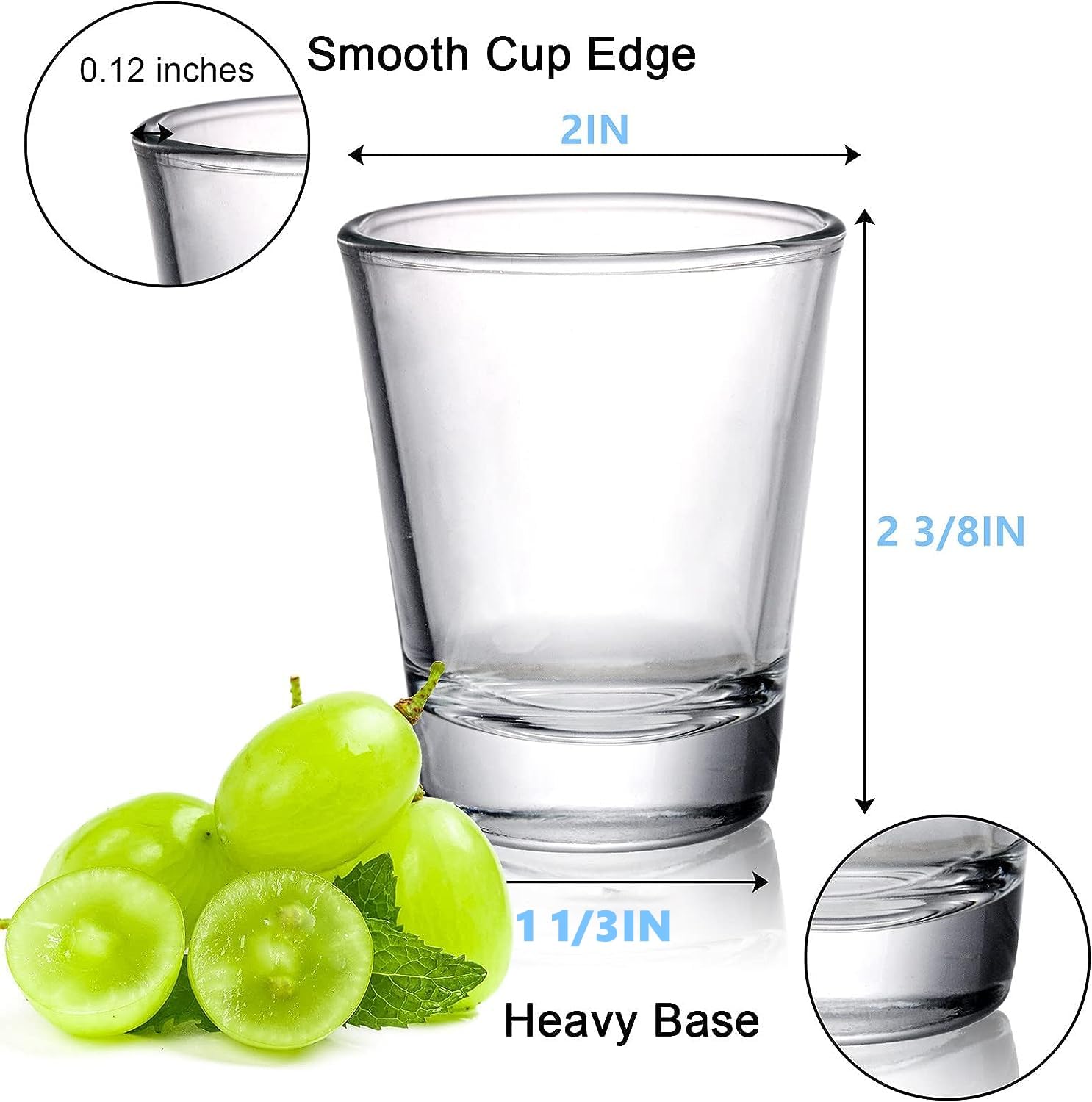 Vasos Tebery con base pesada para mayor estabilidad y menos vuelcos.