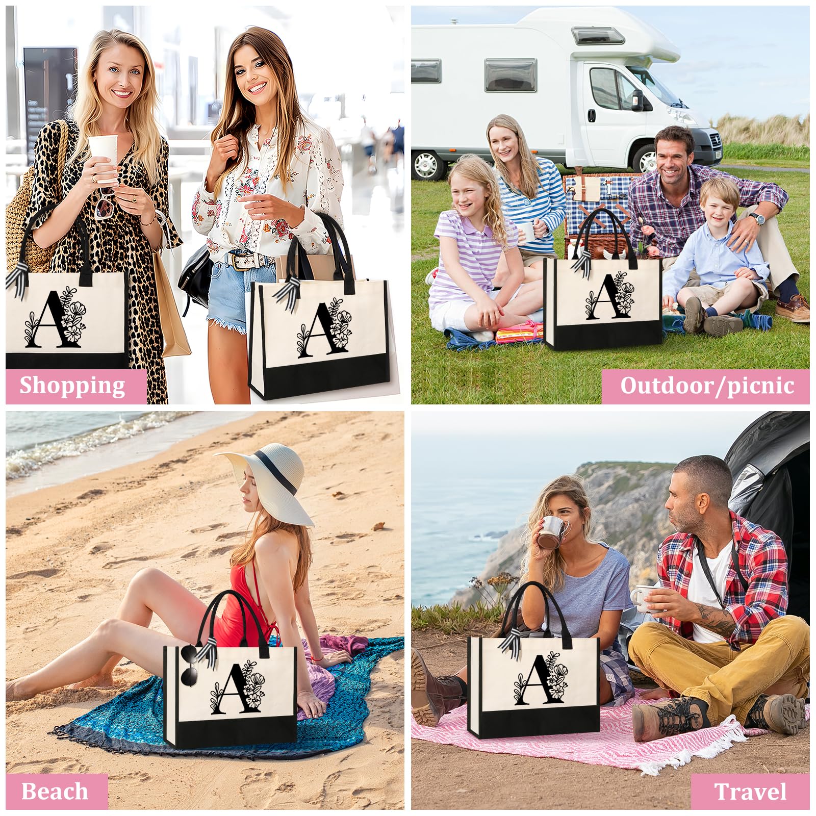Tecanne bolsa canvas inicial, uso diario cómodo gracias a asas reforzadas y amplio interior.