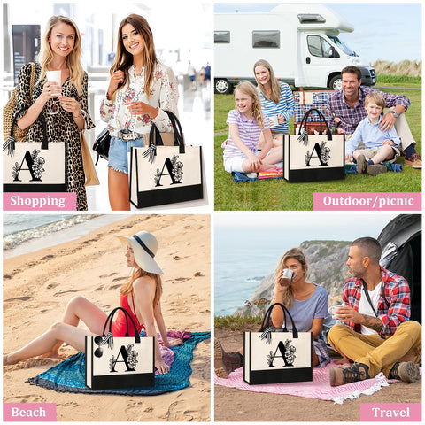 Tecanne bolsa canvas inicial, uso diario cómodo gracias a asas reforzadas y amplio interior.