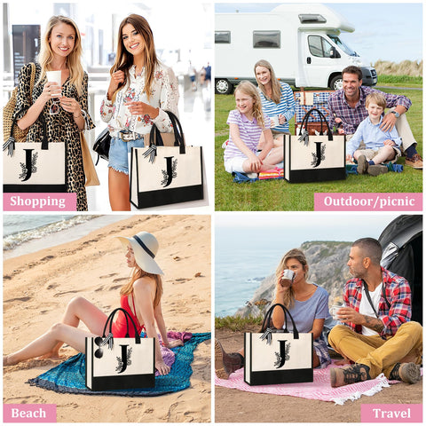 Tecanne Tote de lona natural, diseño ecológico y reutilizable.