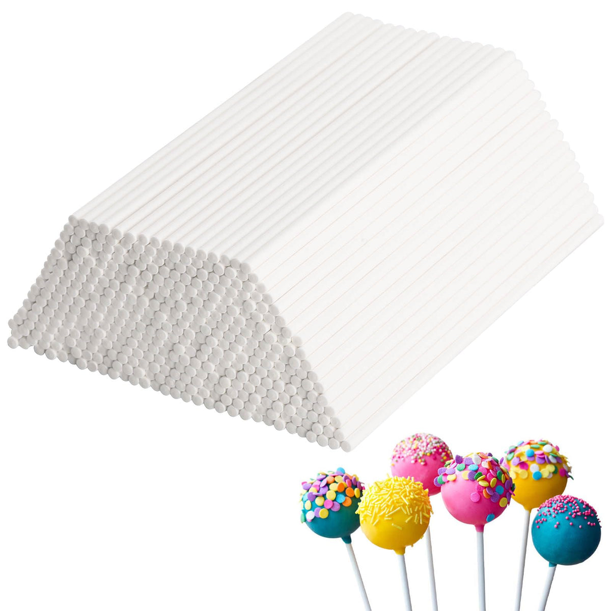 Tecbeauty palitos de piruleta de papel 6 pulgadas blancos, resistentes al mojado para decoraciones duraderas