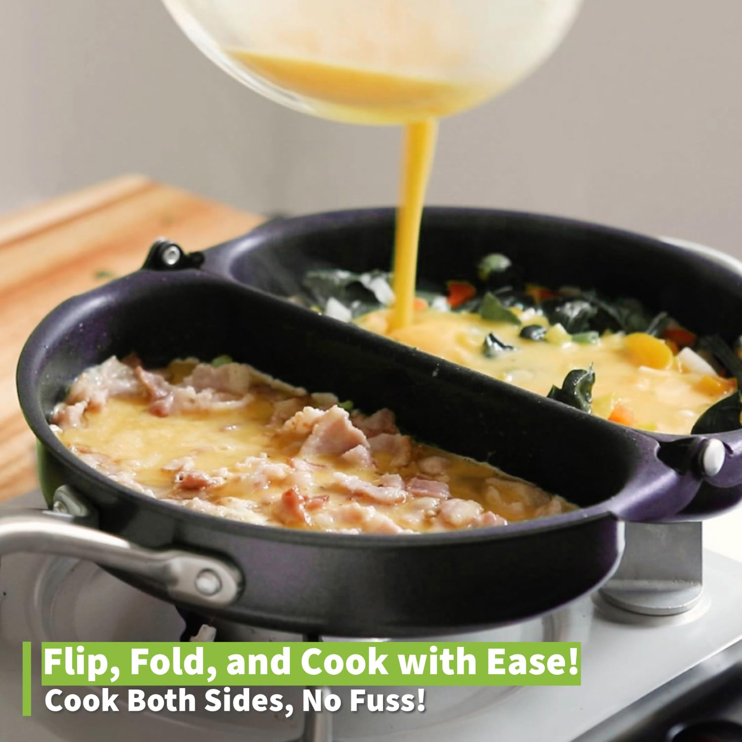Sartén TECHEF doble cara para frittata, ideal para cocción rápida.