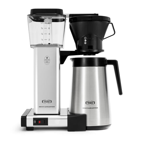 Technivorm Moccamaster plateado pulido, cafetera para uso diario con resultados consistentes.