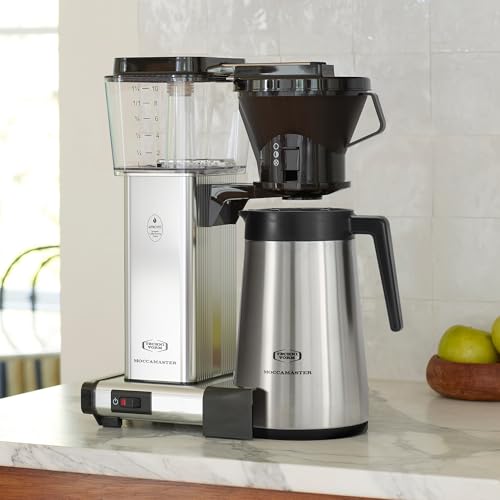 Technivorm Moccamaster jarra termica de acero inoxidable mantiene caliente el café por más tiempo.