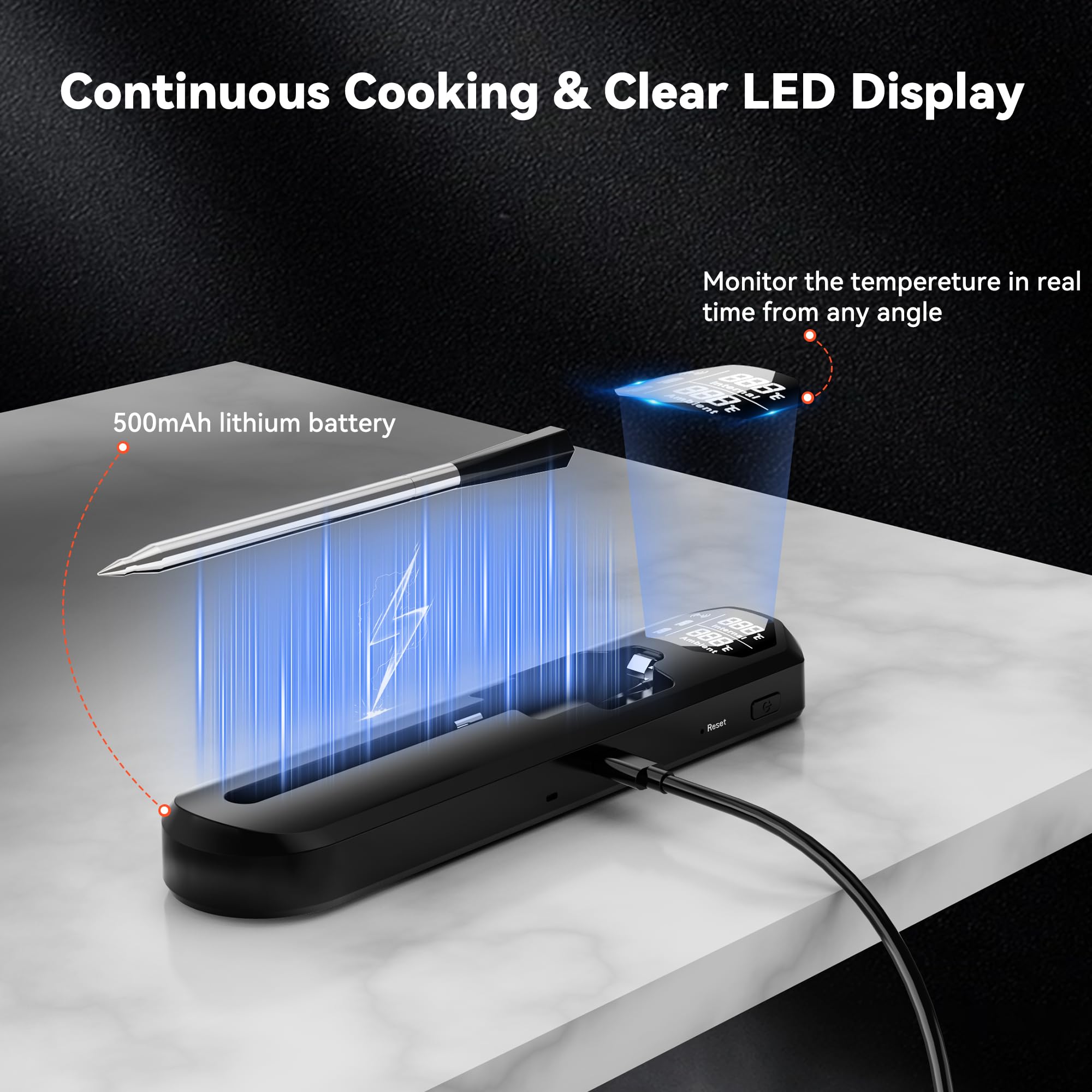 TechRise sensor dual para carne y ambiente permite monitorización.