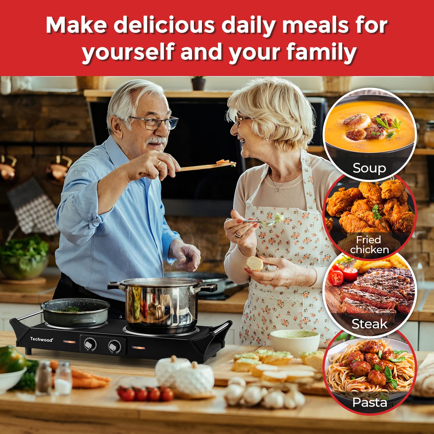 Techwood diseño compacto y portátil, ideal para espacios reducidos.