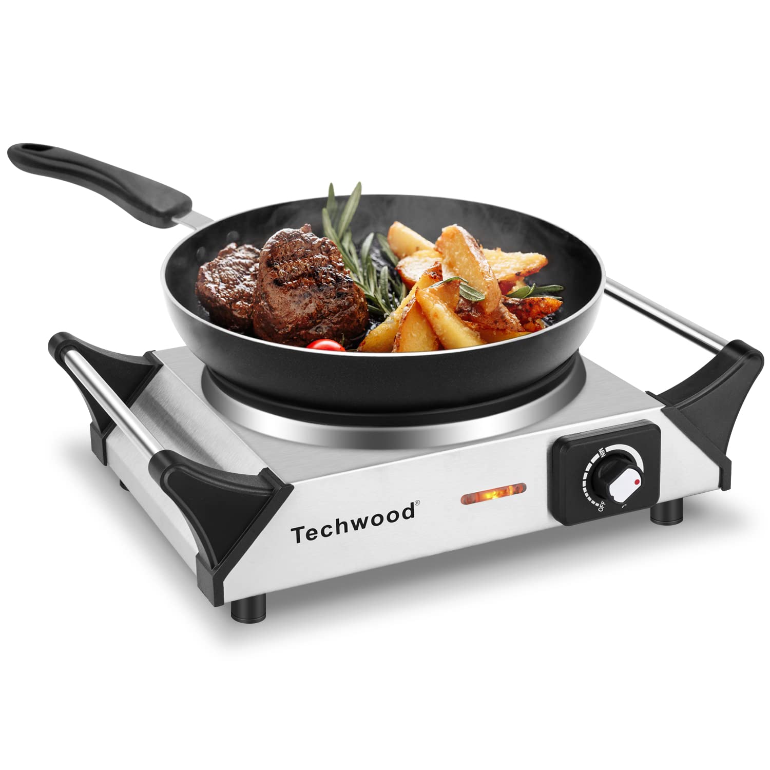 Techwood hornilla 1500W, vista frontal, calentamiento rápido para comidas diarias.