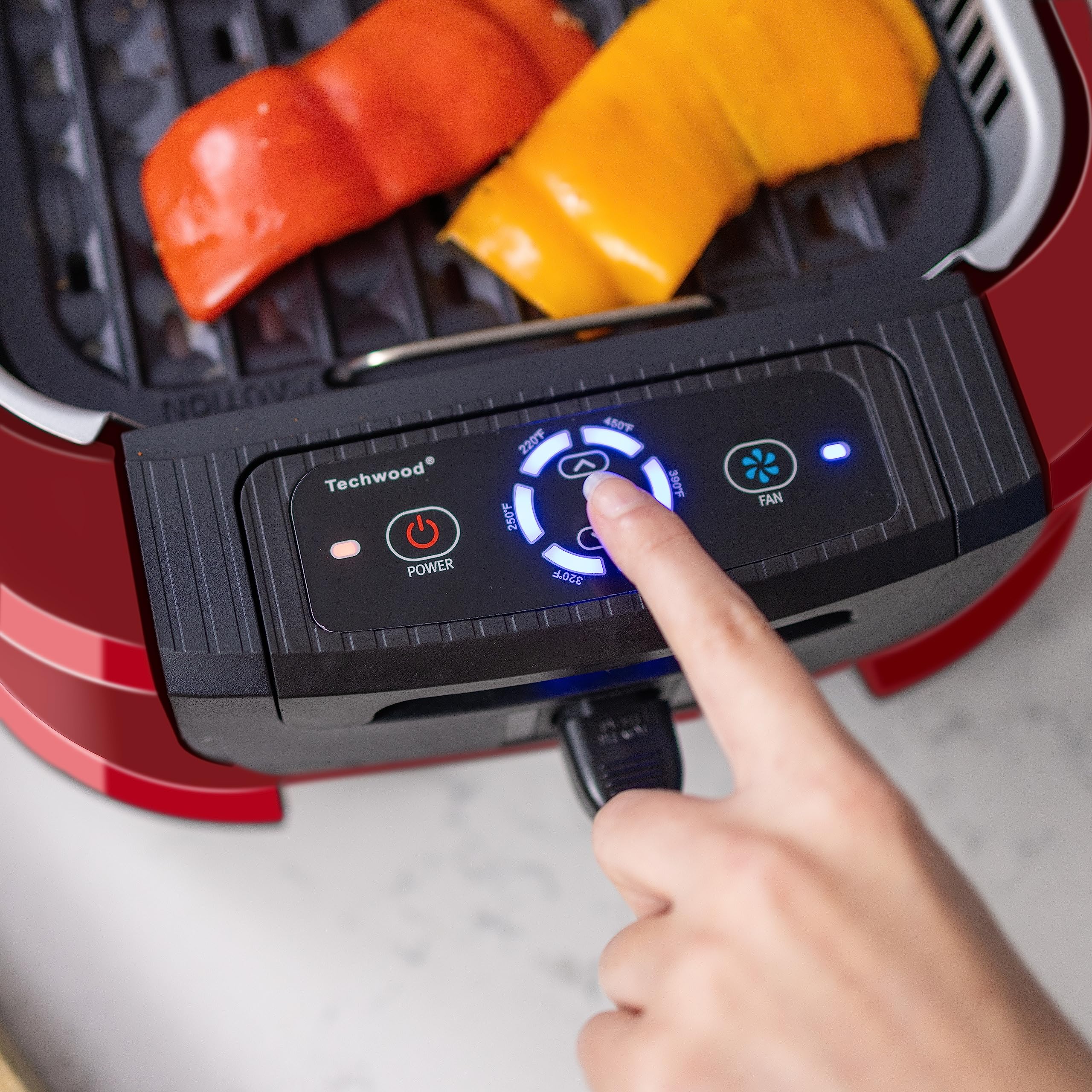 Techwood parrilla cocina rápida y uniforme para carnes y vegetales.