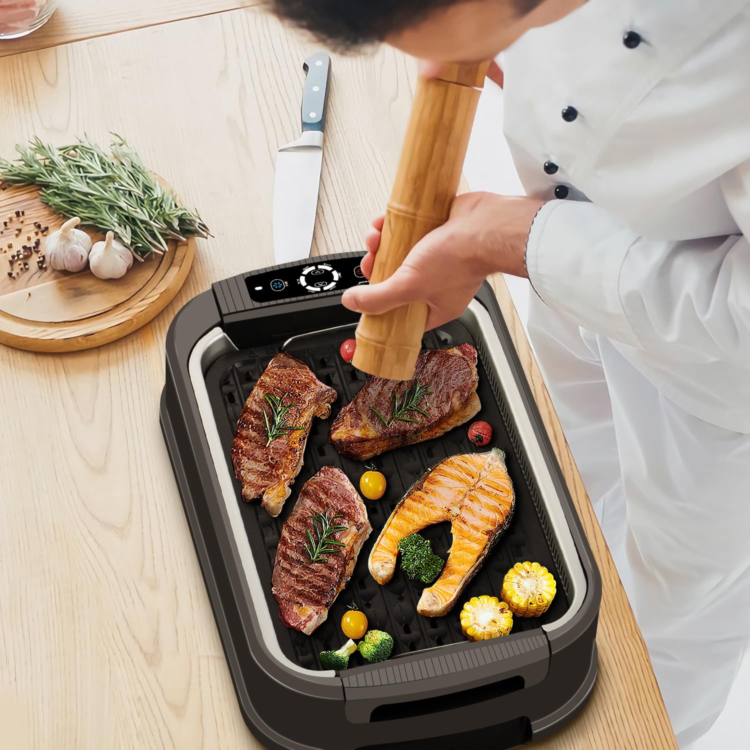 Parrilla Techwood diseño portátil para espacios pequeños