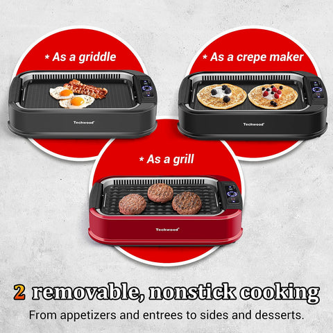Parrilla Techwood superficie antiadherente facilita despegado y limpieza