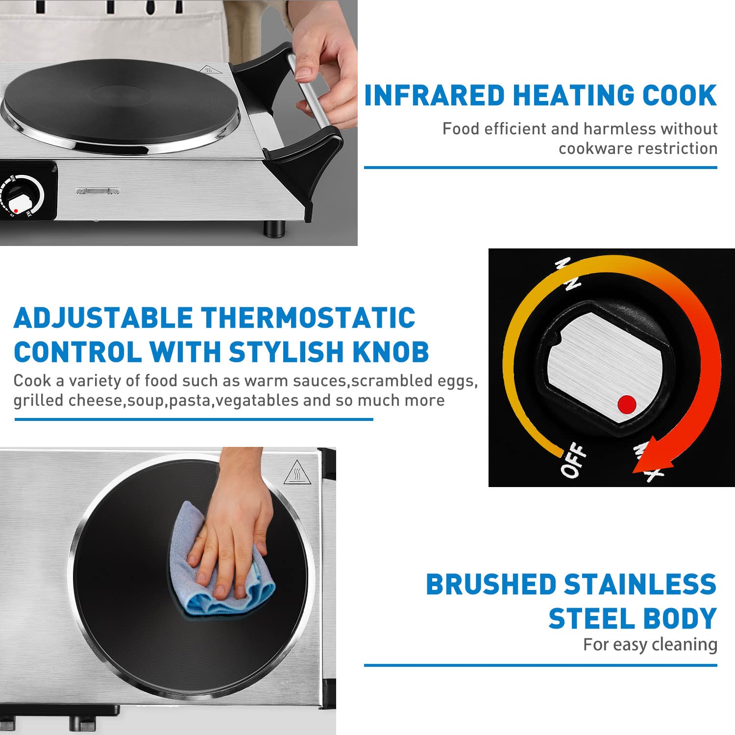 Techwood placa-7-5-pulgadas tamaño compacto para cocinas pequeñas.