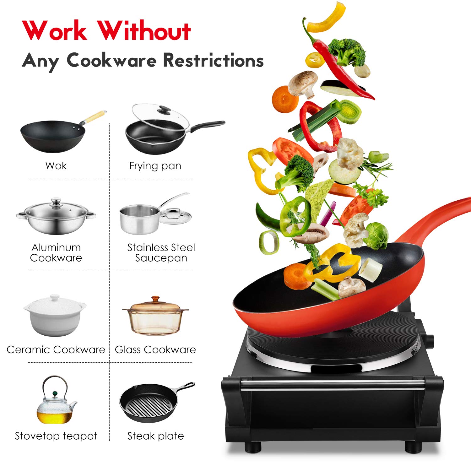 Techwood placa caliente portátil en cocina minimalista para simplificar tareas