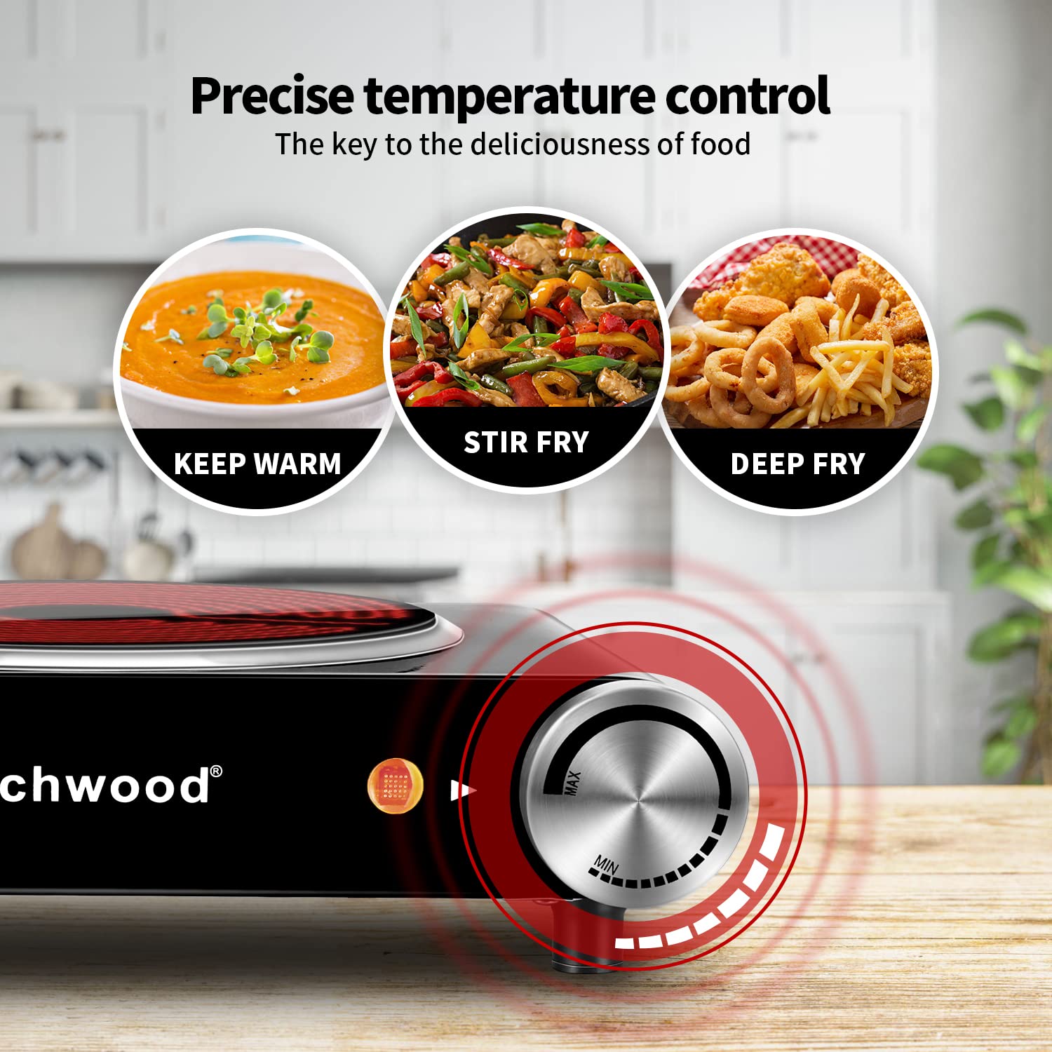 Techwood Placa Caliente Utensilios Compatibles funciona con todo tipo de sartenes